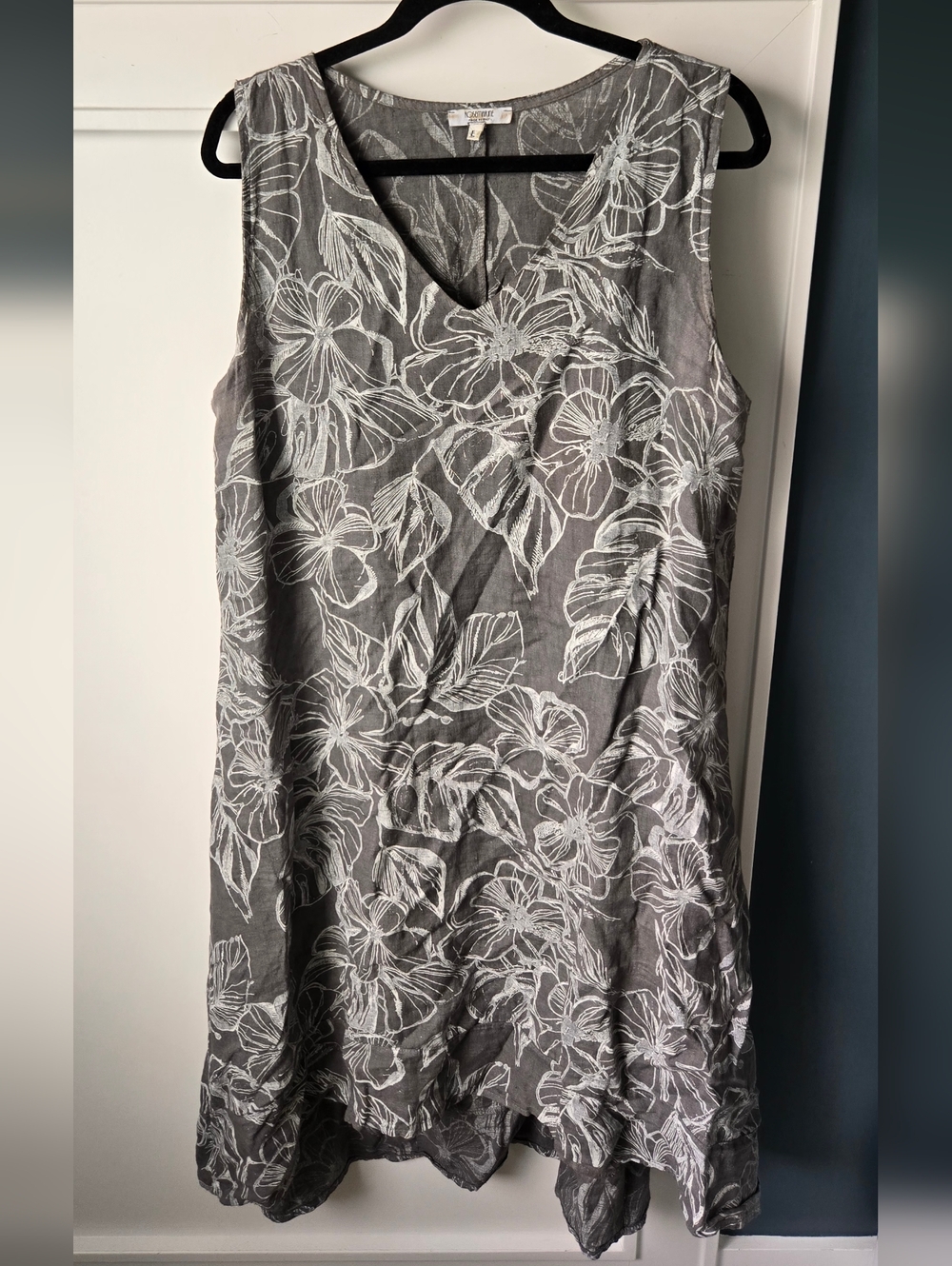Rosemarine Sleeveless Floral Linen Dress Or Swim Cover Up